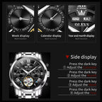 KOASIC 6668 Automatic Skeleton Watch for Men – Luxury Roman Dial Auto Date Waterproof Mechanical Wristwatch