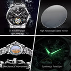 KOASIC 6668 Automatic Skeleton Watch for Men – Luxury Roman Dial Auto Date Waterproof Mechanical Wristwatch