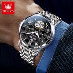 KOASIC 6668 Automatic Skeleton Watch for Men – Luxury Roman Dial Auto Date Waterproof Mechanical Wristwatch