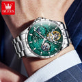 Flywheel Skeleton Automatic Watch for Men Luminous Starry Sky Waterproof Business Wristwatch Mechanical Watch